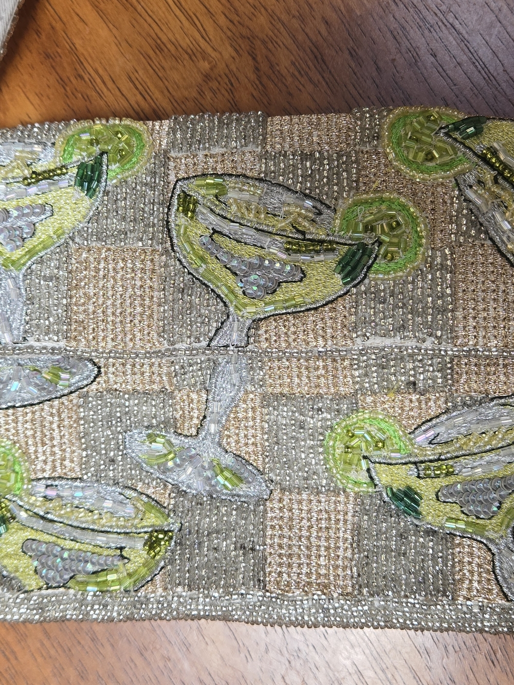 ​Anthropologie Fiona Beaded Margarita Bag Checkered Margs Cocktail Shoulder EUC - Picture 7 of 15